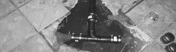 Slab leak detection and repair